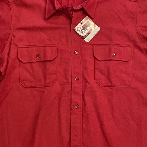 Woolrich Chamois Flannel Shirt VINTAGE 80s NWT NOS Red Men’s XXL USA Made Cotton - Picture 5 of 7